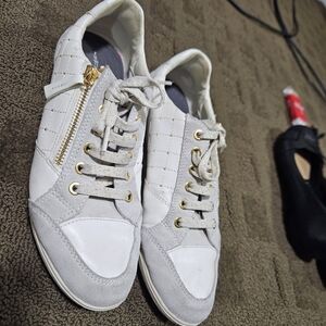 Geox White and Gray Sneakers with Gold Detail